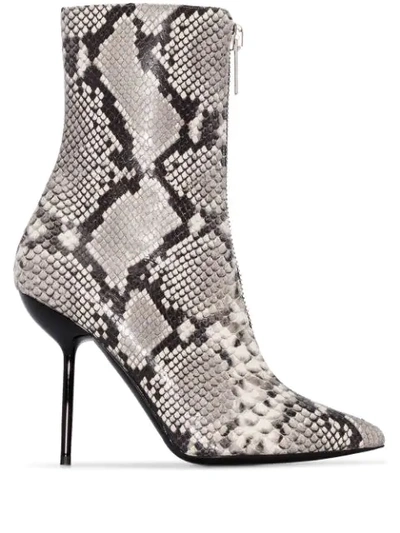 Shop Ben Taverniti Unravel Project 100mm Snake Print Ankle Boots In Grey