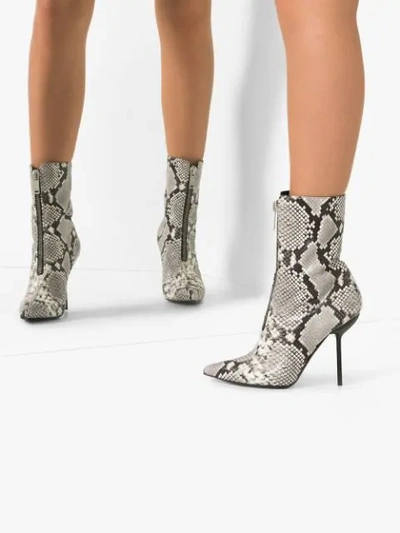 Shop Ben Taverniti Unravel Project 100mm Snake Print Ankle Boots In Grey