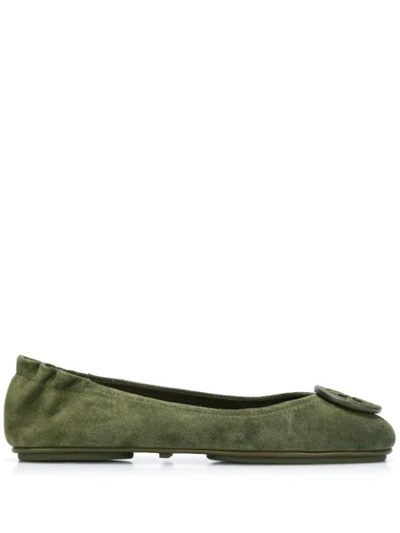 Shop Tory Burch Minnie Travel Ballerina Shoes In Green