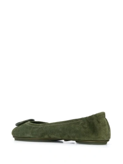 Shop Tory Burch Minnie Travel Ballerina Shoes In Green