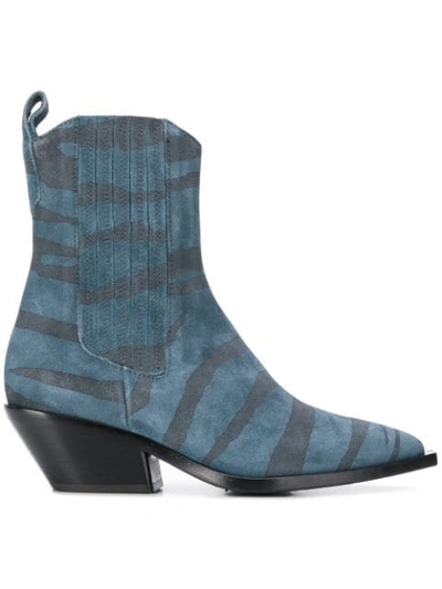 Shop A.f.vandevorst Zebra Print Ankle Boots In Blue