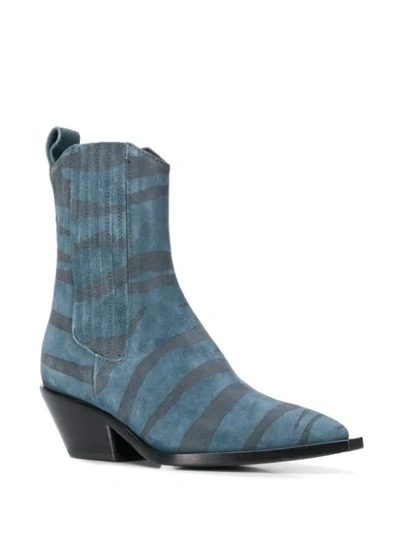 Shop A.f.vandevorst Zebra Print Ankle Boots In Blue