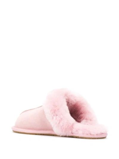 Shop Ugg Shearling Logo Slippers In Pink