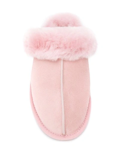 Shop Ugg Shearling Logo Slippers In Pink