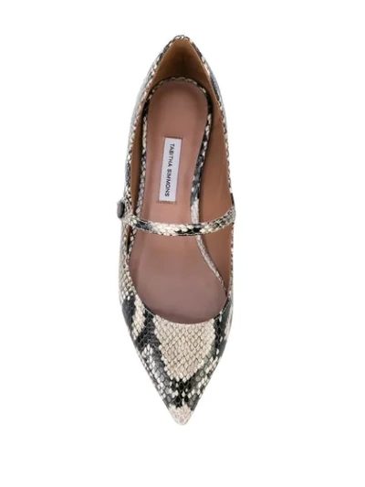 Shop Tabitha Simmons Hermione Snakeskin Print Ballerina Shoes In White