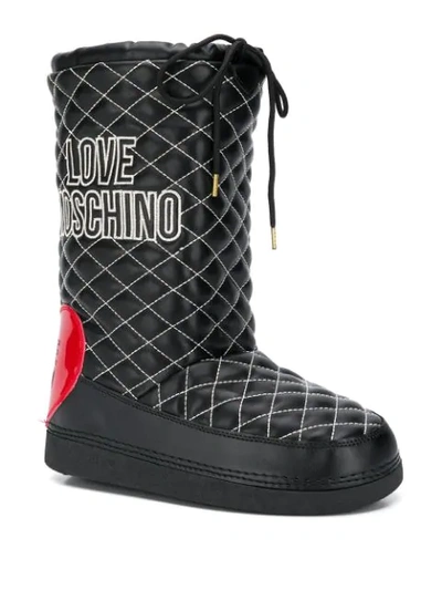 Shop Love Moschino Quilted Snow Boots In Black