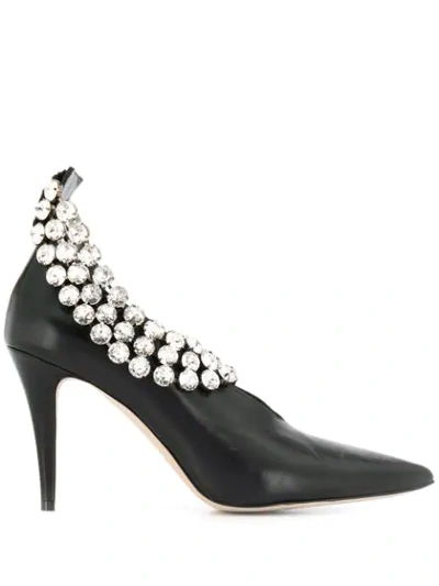 Shop Christopher Kane Giant Crystal Heel In Black