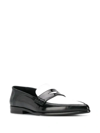 Shop Loewe Two-tone Penny Loafers In Black