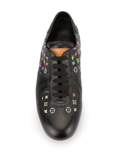 Pre-owned Louis Vuitton Monogram Leather Sneakers In Black