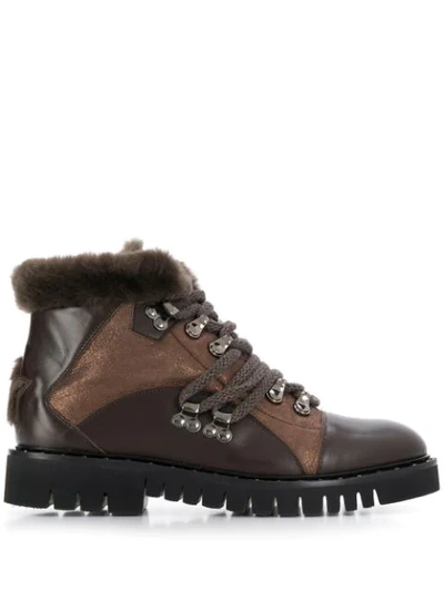 Shop Lorena Antoniazzi Fur Lined Ankle Boots In Brown