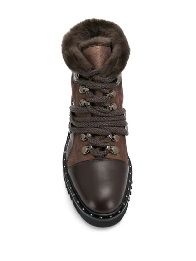 Shop Lorena Antoniazzi Fur Lined Ankle Boots In Brown