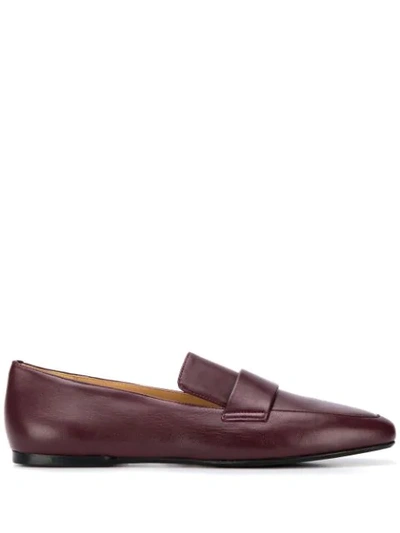Shop Leqarant Leather Moccasin Loafers In Prugna