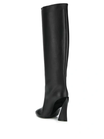 Shop Ferragamo Knee-length Structured-heel Boots In Black