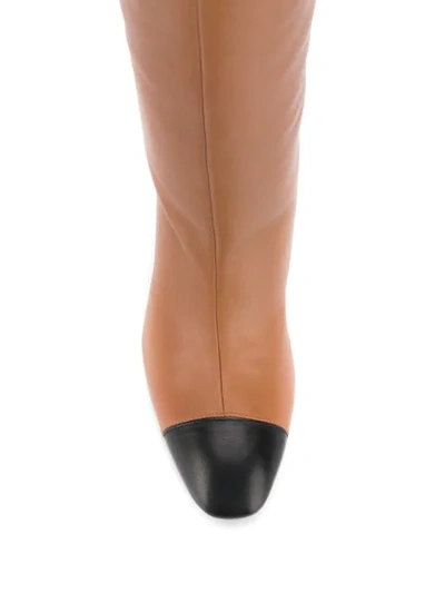 Shop Stuart Weitzman Kimberly Cap-toe Boots In Brown