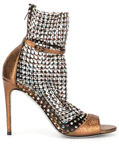 Shop René Caovilla Galaxa Cage Booties In Gold