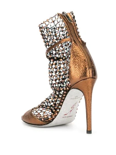 Shop René Caovilla Galaxa Cage Booties In Gold