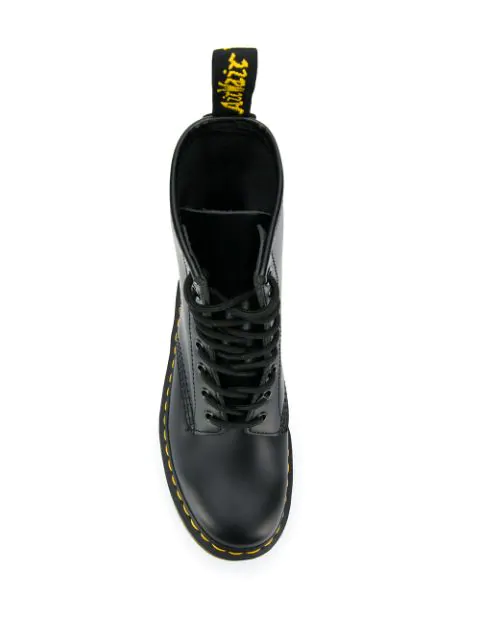 Dr. Martens 8-holes Combat Boot In Black Leather With Double Stitching |  ModeSens