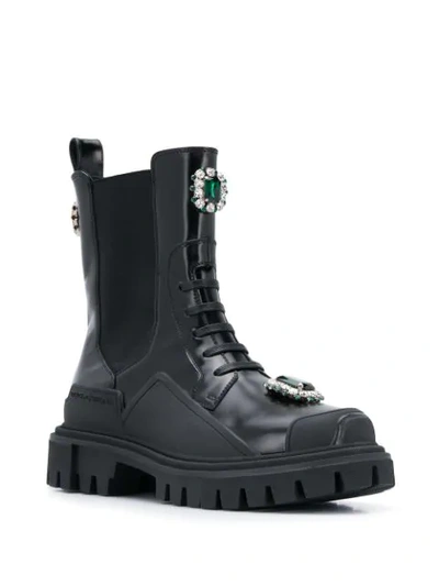 Shop Dolce & Gabbana Crystal-embellished Boots In Black