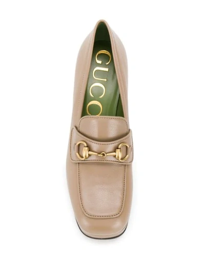 Shop Gucci Horsebit Platform Loafers In Neutrals