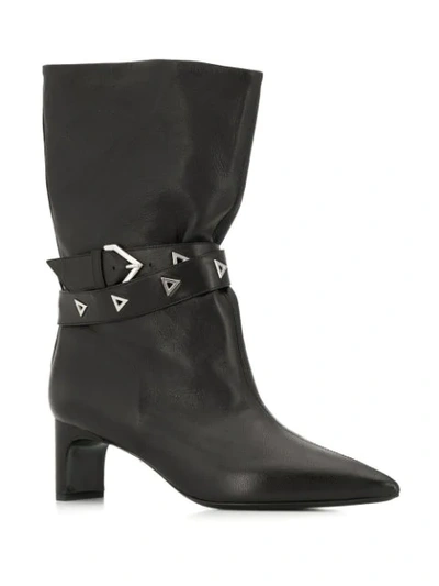 Shop Greymer Buckle Detail Boots In Black