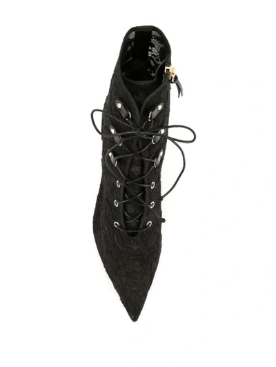 Shop Francesco Russo Lace Ankle Boots In Black