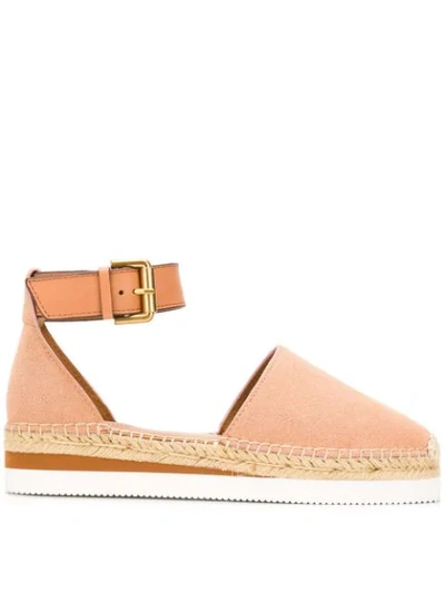 Shop See By Chloé Buckled Espadrille Sandals In Neutrals