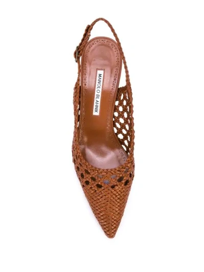 Shop Manolo Blahnik Baske Sandals In Brown