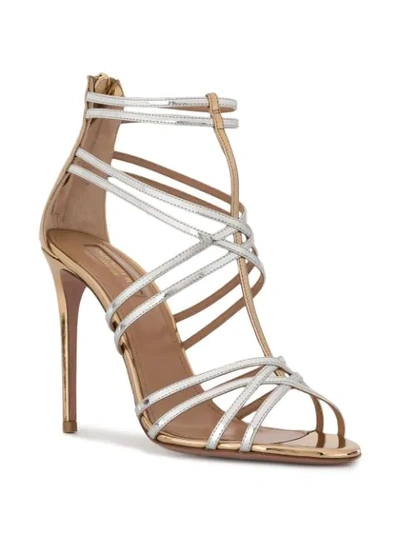 Shop Aquazzura Princess 105mm Sandals In Silver