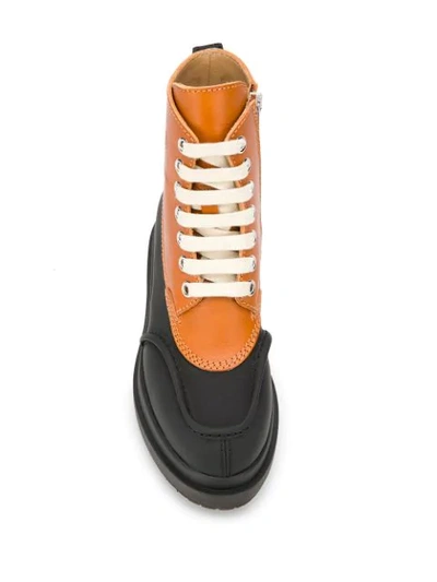 Mm6 Maison Margiela Hiking Boots In Black And Brown Leather In 