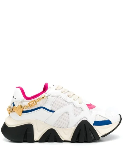 Shop Versace Squalo Logo Jewel Sneakers In White