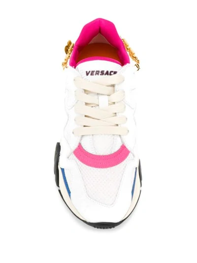 Shop Versace Squalo Logo Jewel Sneakers In White