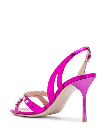 Shop Miu Miu Crystal Embellished Sandals In Pink