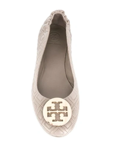 Shop Tory Burch Logo Plaque Quilted Ballerinas In 976-gold
