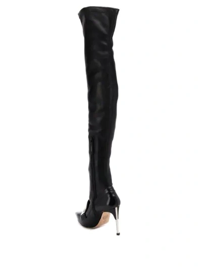 Shop Alexander Mcqueen Layered Effect Thigh High Boots In Black