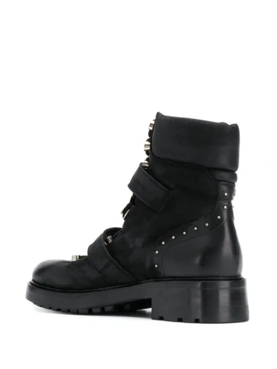 Shop Strategia Buckled Chunky Heel Boots In Black