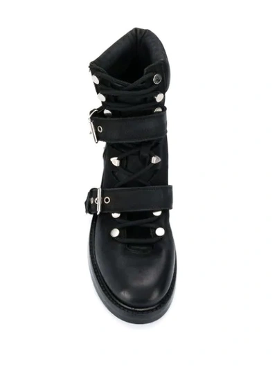 Shop Strategia Buckled Chunky Heel Boots In Black