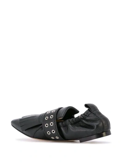 Shop Chloé Roy Fringed Ballet Flats In Black