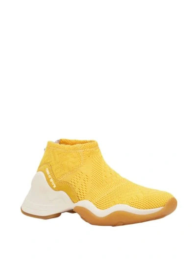 Shop Fendi Ffluid Jacquard Sneakers In Yellow