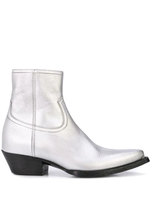 saint laurent silver boots