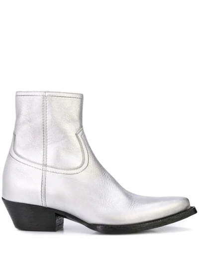 Shop Saint Laurent Lukas 40 Boots In Silver