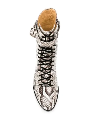 Shop Alexandre Birman Snake-effect Ankle Boots In White