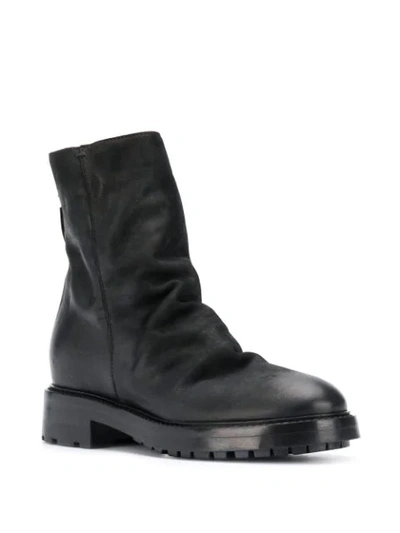 Shop Strategia Chunky Heel Back Zip Boots In Black