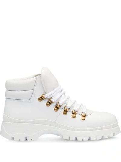 Shop Prada Lace-up Ankle Boots In F0009 White