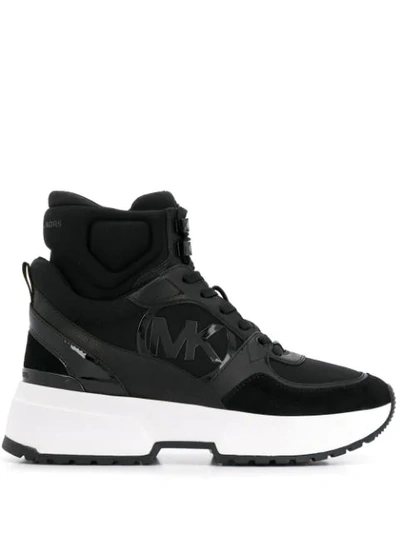 Shop Michael Michael Kors Logo High-top Sneakers In Black