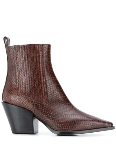 Shop Aeyde Kate Snakeskin Effect Boots In Brown