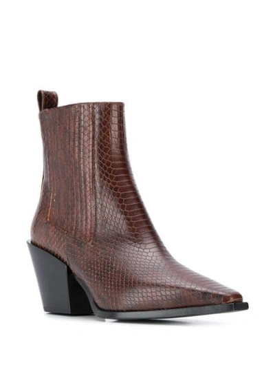 Shop Aeyde Kate Snakeskin Effect Boots In Brown