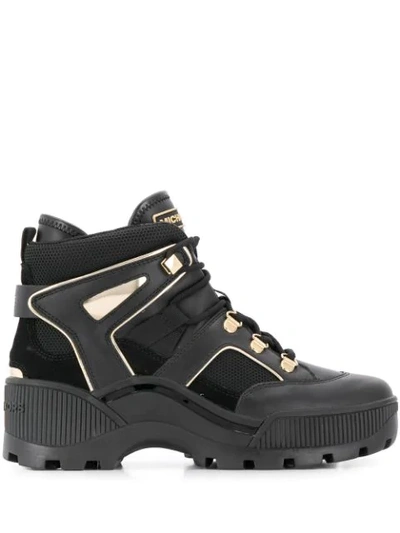 Shop Michael Michael Kors High Top Trek Sneakers In Black