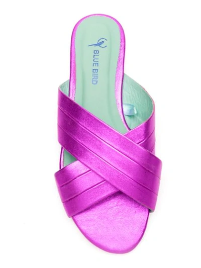 Shop Blue Bird Shoes Pantoletten Im Metallic-look In Purple