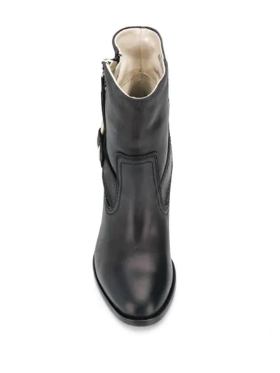 Shop Diesel Buckle-detail Ankle Boots In Black