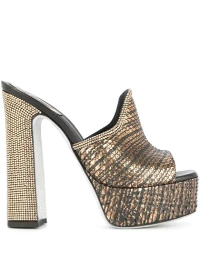 Shop René Caovilla Platform Heel Sandals In Gold